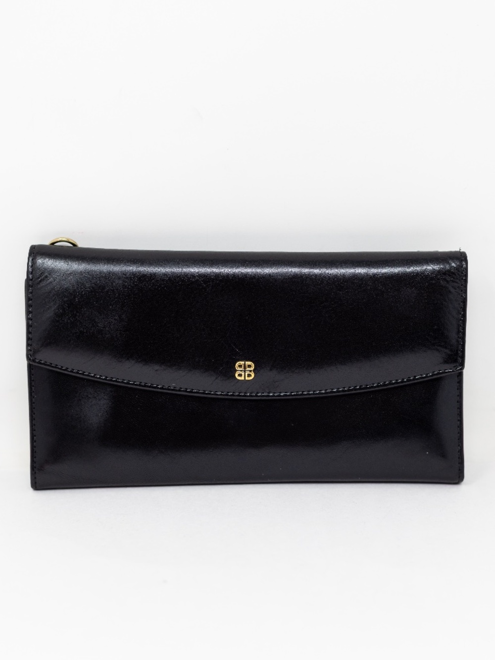 Bosca Genuine Smooth Leather USA Made Slim Trim Fold Snap Wallet Black